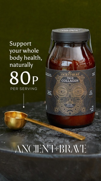 A high-contrast, clean 9:16 vertical creative that pairs the product bottle with a bold, value-driven price-per-serving claim.
